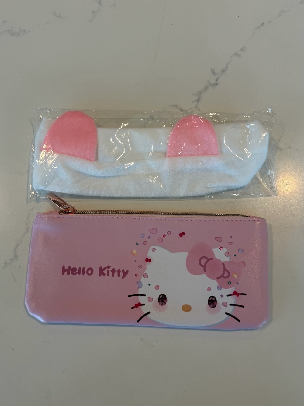 Hello Kitty Pink Makeup bag with Matching Ear Headband